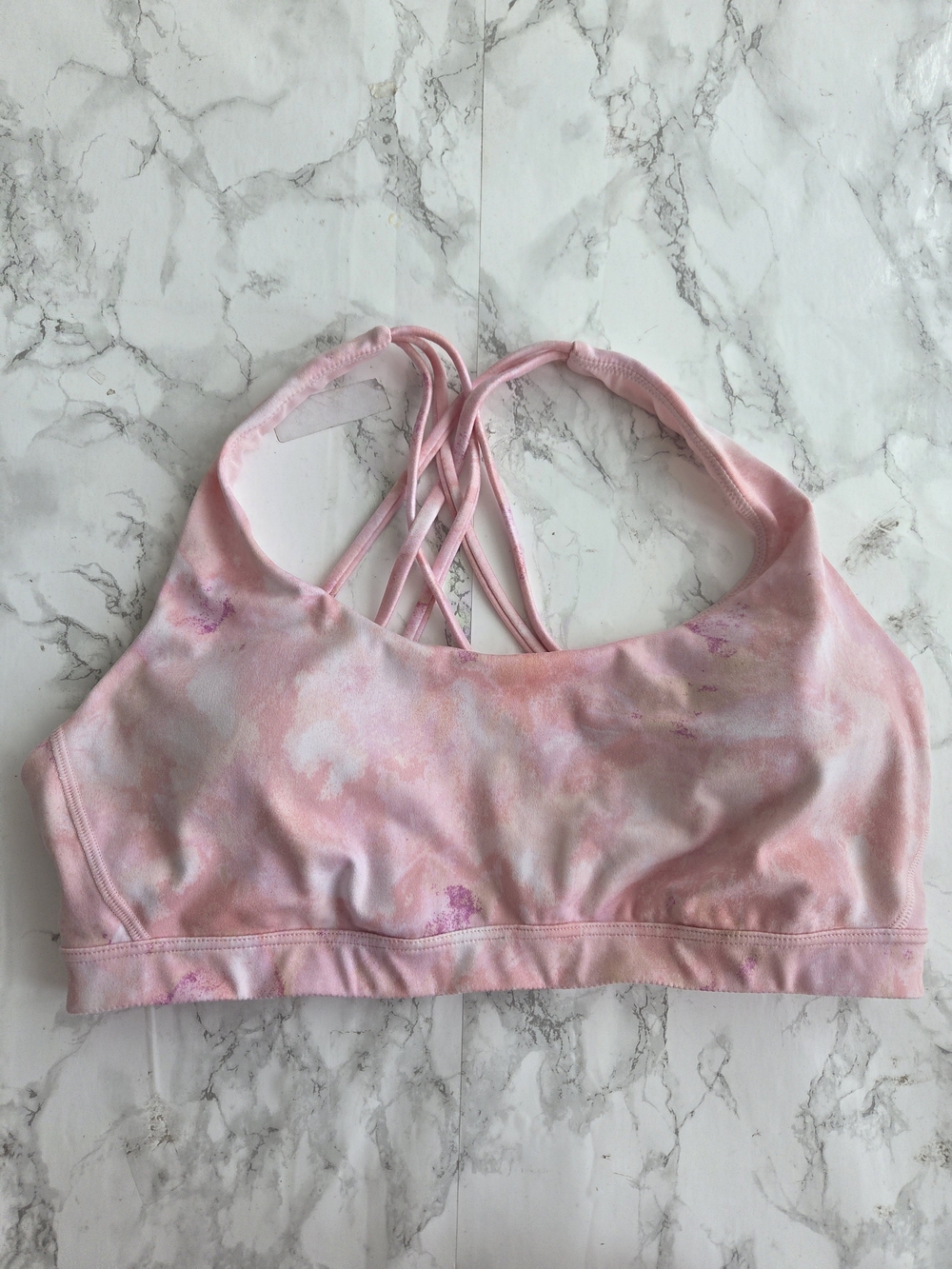 Victiria's Secret Light Pink Tie-Dye Strappy Sports Bra L